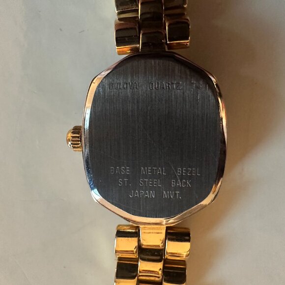 Bulova Vintage Gold Tone Diamond Link Watch - Picture 5 of 8